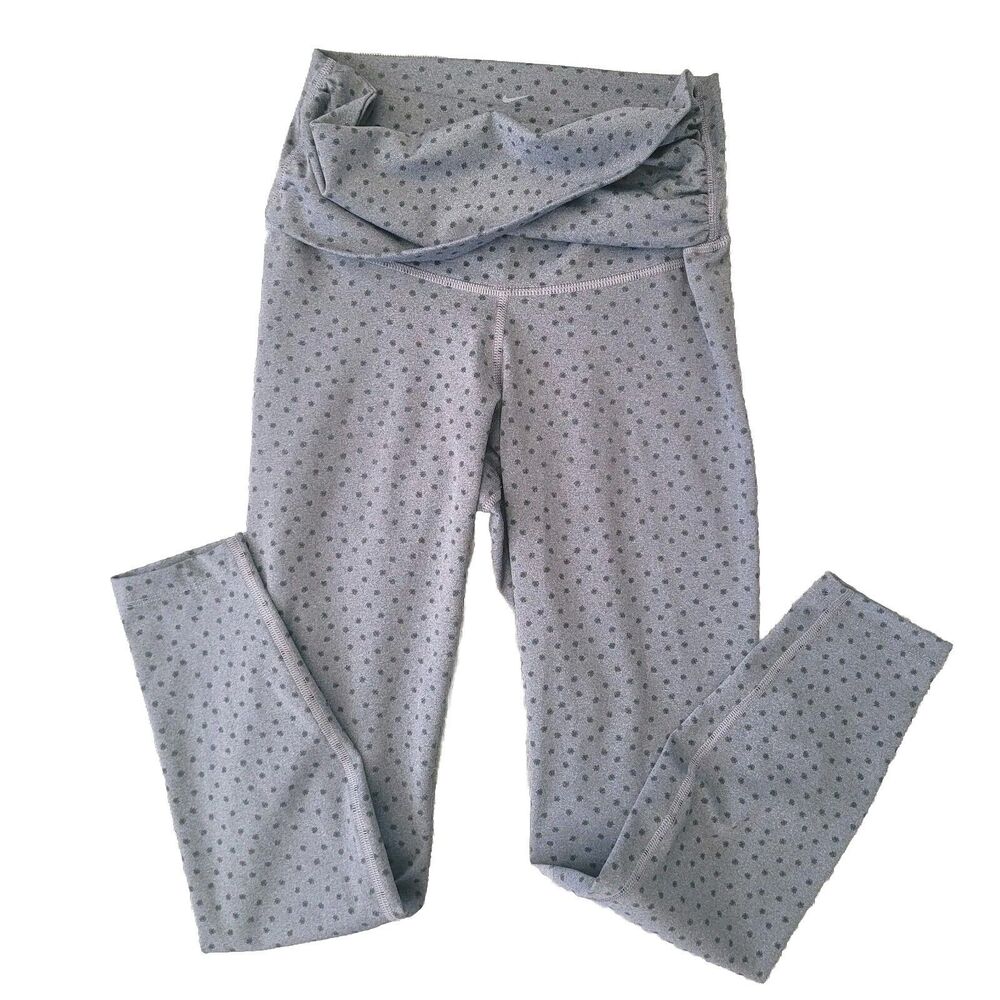 Nike Women's Yoga Twist-Waist High-Rise 7/8 Length Leggings Gray/Black Dot Sz S